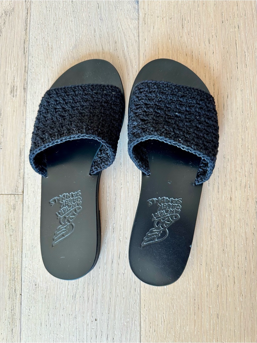 Ancient Greek Sandals Woven Slide Sandals - Black